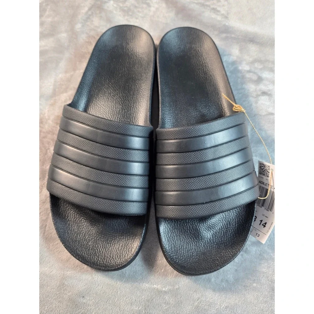 Adidas Adilette Aqua Slide Sandals Mens 13 Black F35550 Sport Shower Shoes‎ NEW
